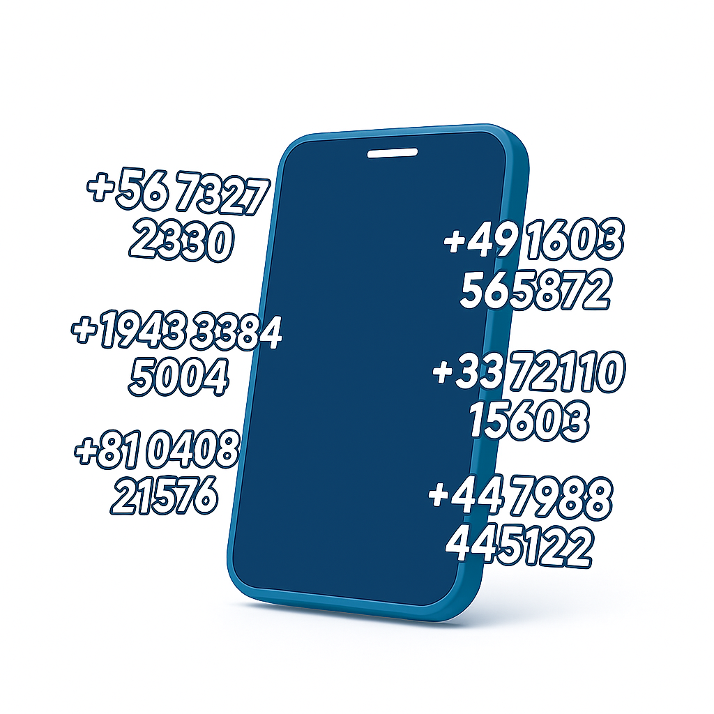 3D smartphone with random phone numbers floating around it, symbolizing random number generation online