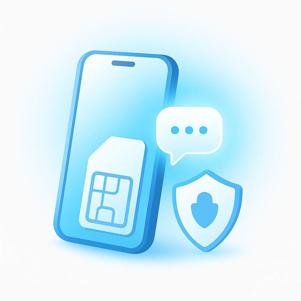 3D smartphone with glowing message bubble and shield, symbolizing secure and fast online SMS reception