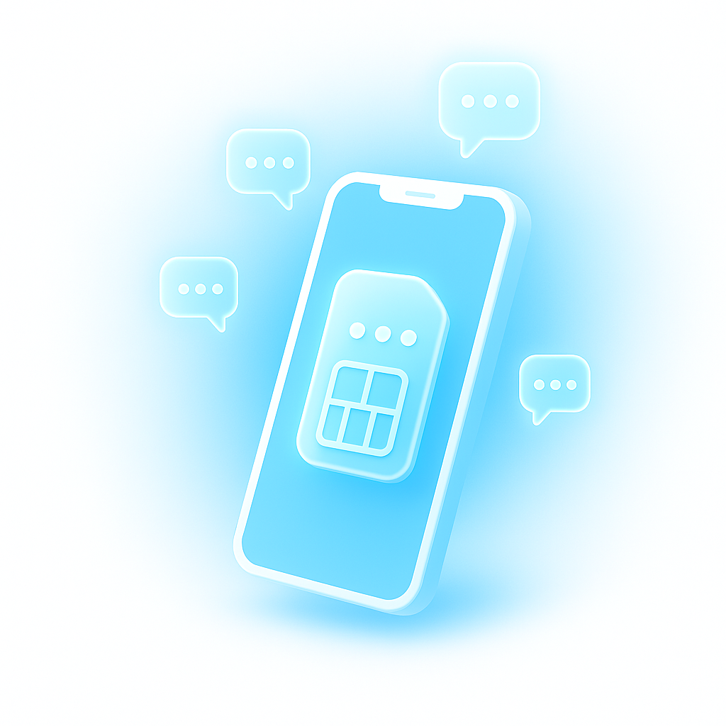 3D smartphone with floating SMS icons representing instant online verification messages